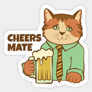 Cheers Mate Cat and Beer Sticker